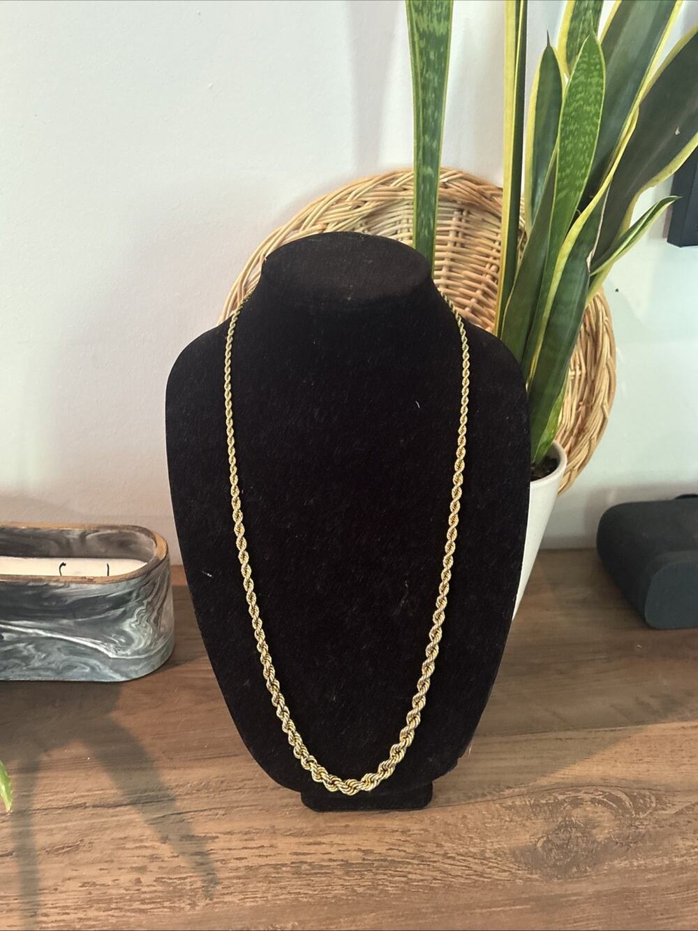 Vintage signed Napier Yellow Gold Plated Chunky Rope Chain Necklace 30"